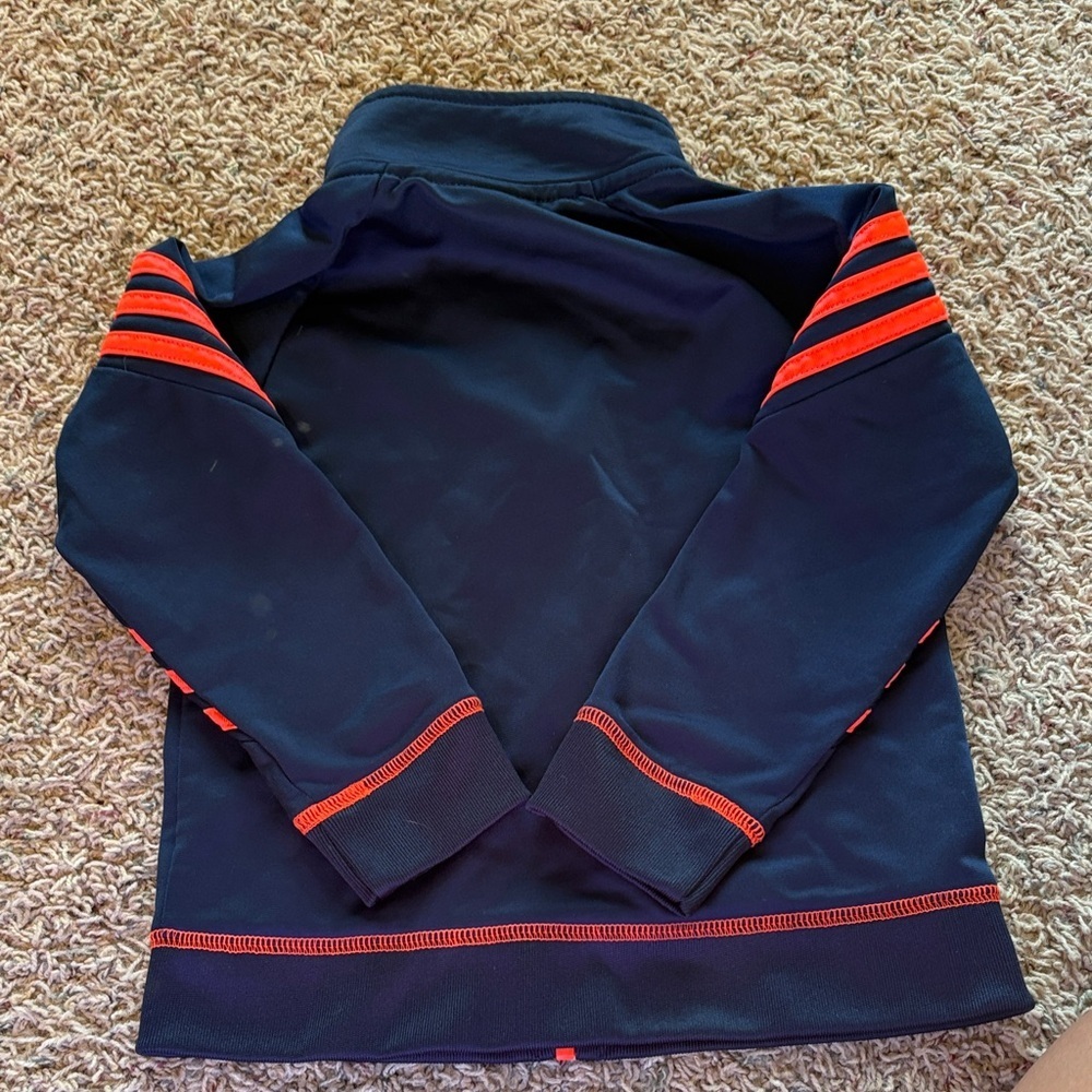 Adidas Navy Blue Jacket with Bold Orange Stripes​​ - Picture 3 of 5